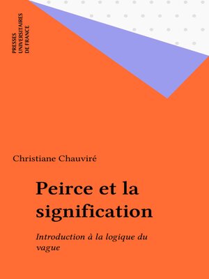 cover image of Peirce et la signification